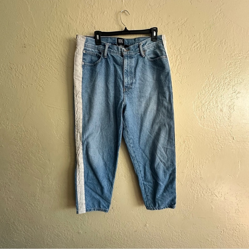 BDG Blue Denim Jeans with White Accents Straight Cropped
